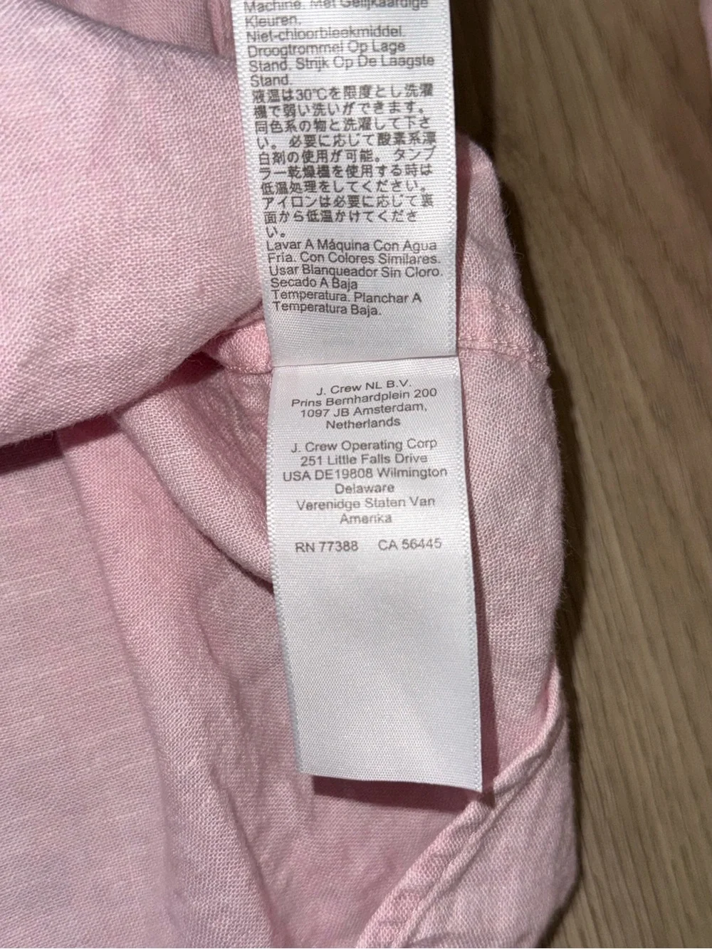 J Crew Men's XL light Pink Linen Cotton Button-down Long Sleeve Shirt Slim Fit